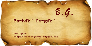 Barhó Gergő névjegykártya